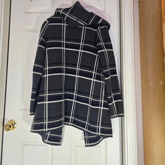 Field Flower Gray & Navy Gingham Wool Peacoat | XS (can fit S or M) - Picture 2 of 5